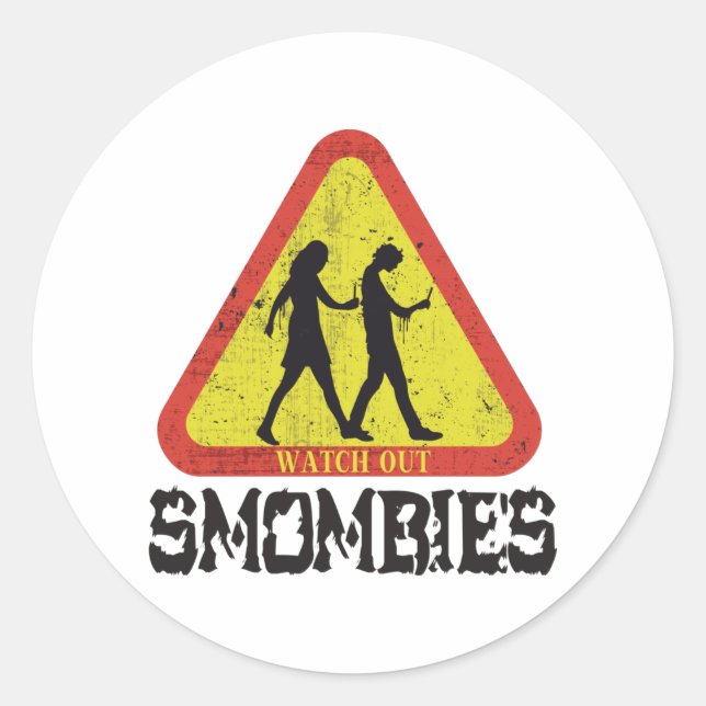 Sticker Rond Attention aux Smombies (Devant)