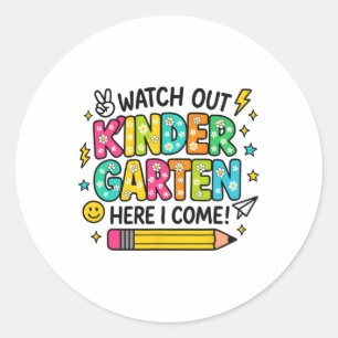Sticker Rond Attention maternelle me voici Je retourne à l'écol