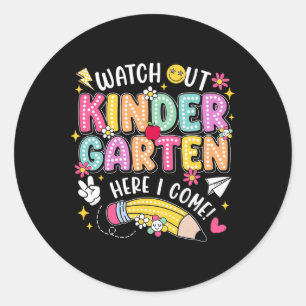 Sticker Rond Attention maternelle me voici Je retourne à l'écol