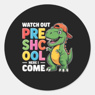 Sticker Rond Attention préscolaire j'arrive