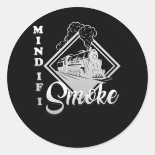 Sticker Rond Attention si je fume du barbecue fumeur et grillag