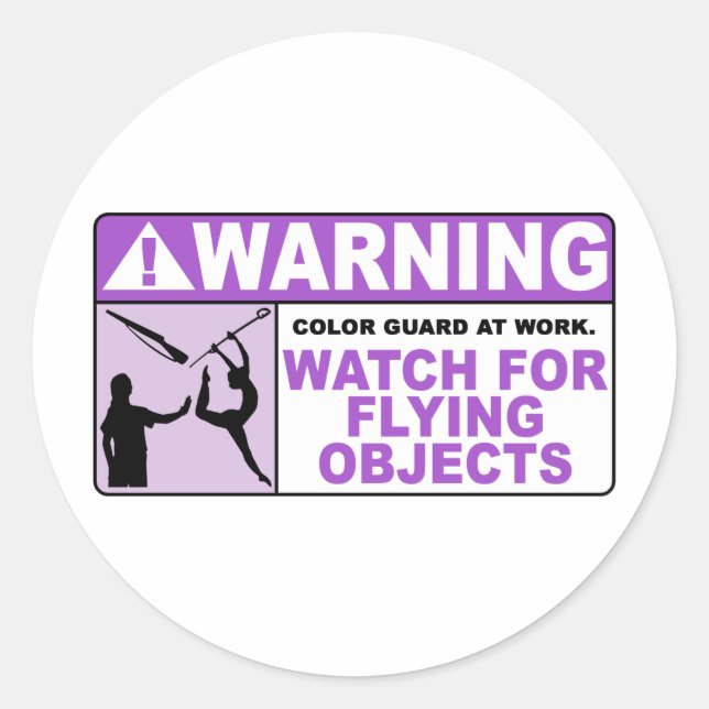 Sticker Rond ATTENTION Surveillez Les Objets Volants ! (Devant)