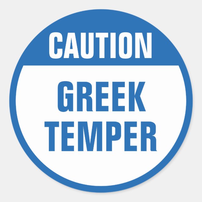 Sticker Rond Attention Temper grec (Devant)