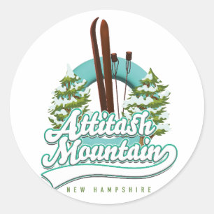 Sticker Rond Attitash montagne logo ski new hampshire