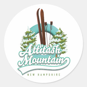 Sticker Rond Attitash montagne logo ski new hampshire