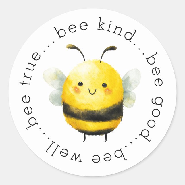 Sticker Rond Attitudes d'abeille Mignonne abeille (Devant)