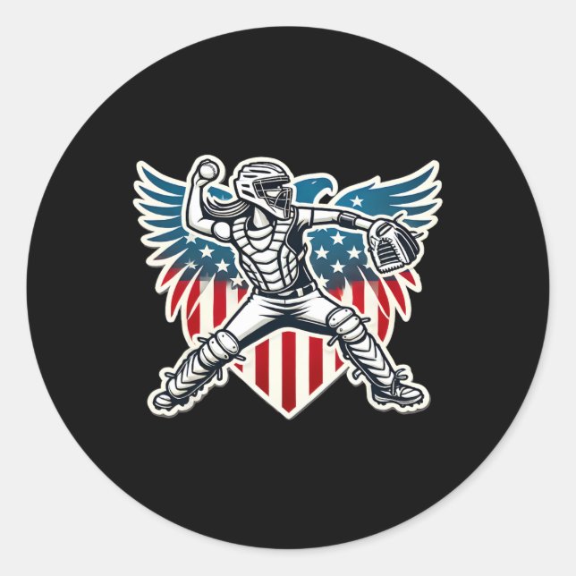 Sticker Rond Attrapeur doux avec ailes filles design Etats-Unis (Devant)