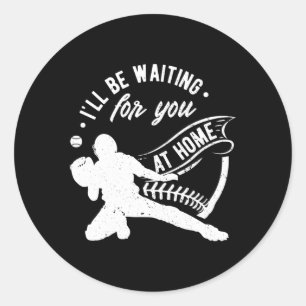 Sticker Rond Attrapeur Je Vous Attendrai De Baseball De Softbal