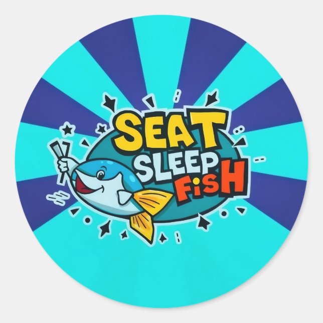 Sticker Rond Attrapez un peu de plaisir avec le poisson dormant (Devant)