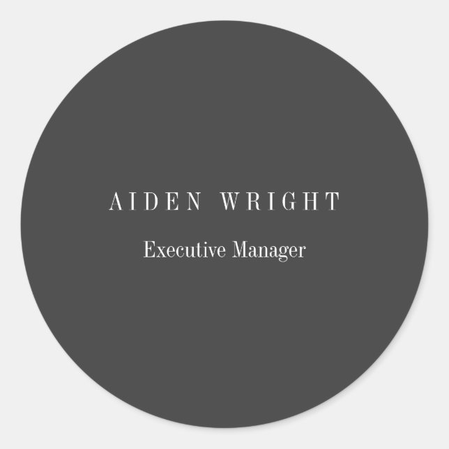 Sticker Rond Attrayant Classique Minimaliste Noir (Devant)