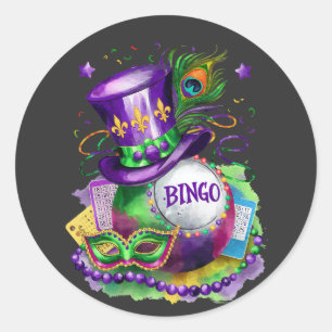 Sticker Rond Attrayant Mardi Gras Mix Bingo Costume Festime