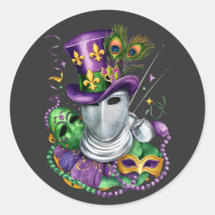 Sticker Rond Attrayant Mardi Gras Mix Costume cycliste Festime