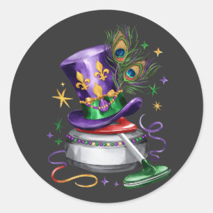 Sticker Rond Attrayant Mardi Gras Mix Costume de curling Festim