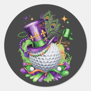 Sticker Rond Attrayant Mardi Gras Mix Golf Costume Festime