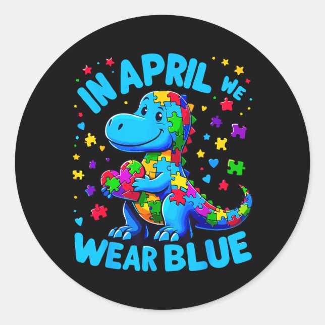 Sticker Rond Au Awareness T-Rex Dino (Devant)