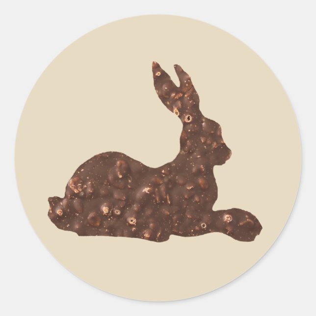 Sticker rond au chocolat Brown à lapin, Pâques (Devant)