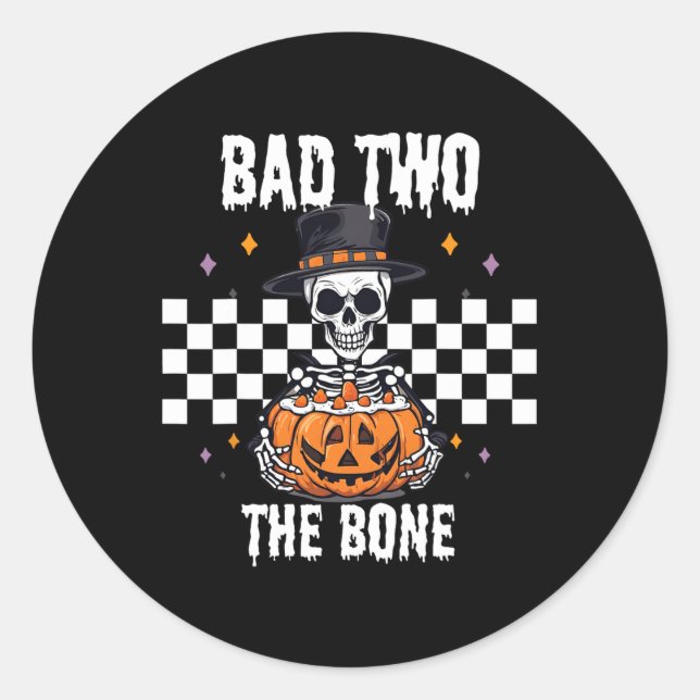 Sticker Rond Au costume d'Halloween squelette os (Devant)