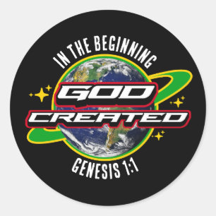 Sticker Rond AU DÉBUT DIEU Jour des terres chrétien