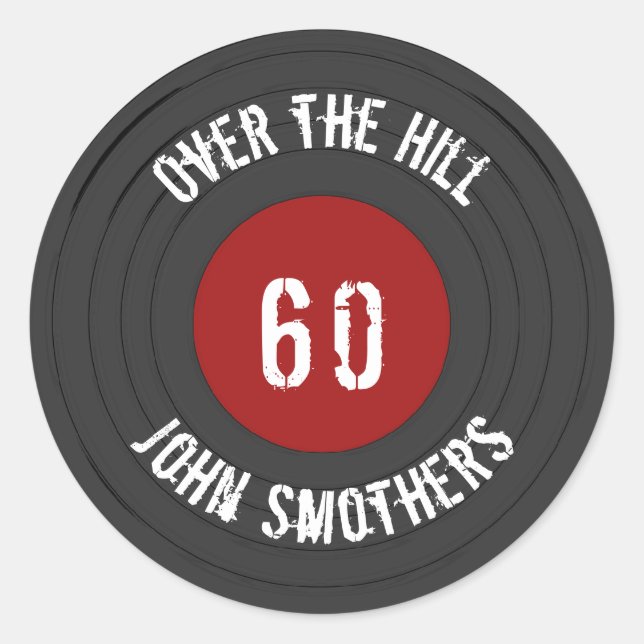 Sticker Rond Au-dessus de la colline Nom Age Vinyl Rock N Roll  (Devant)