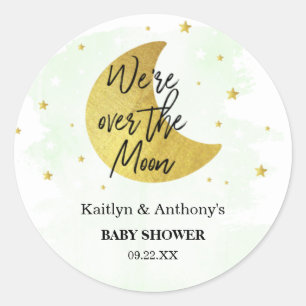 Sticker Rond Au-Dessus De La Lune   Baby shower neutre