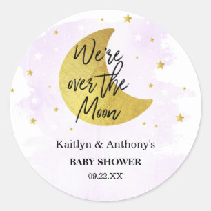 Sticker Rond Au-Dessus De La Lune Baby shower neutre