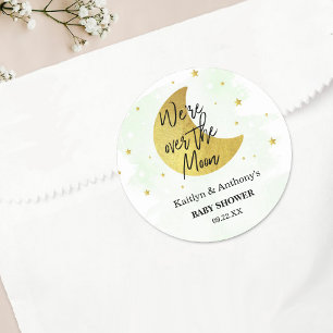 Sticker Rond Au-Dessus De La Lune Baby shower neutre