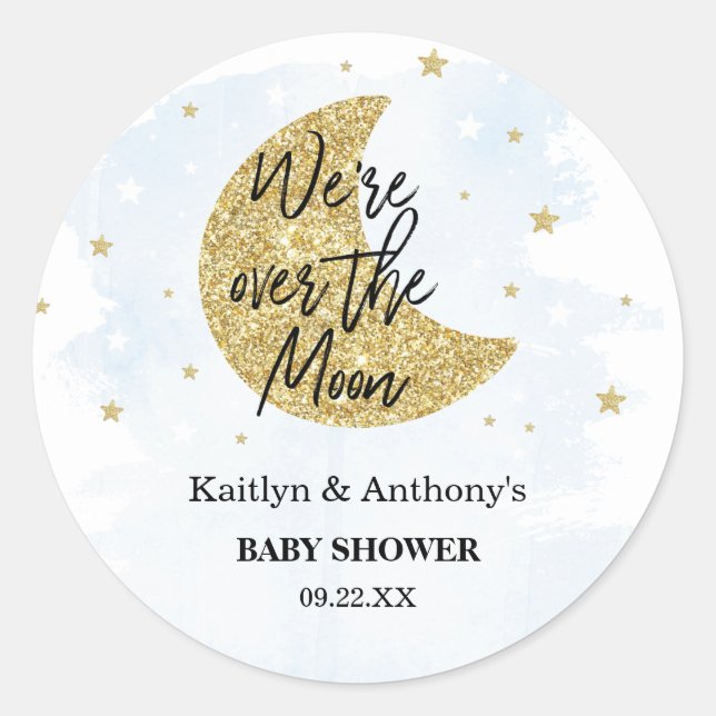 Sticker Rond Au-Dessus De La Lune | Boys Baby shower Classic Ro (Devant)