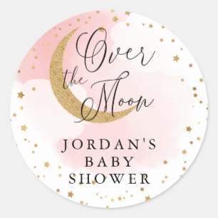 Sticker Rond Au-dessus de la lune, Parties scintillant or Baby 