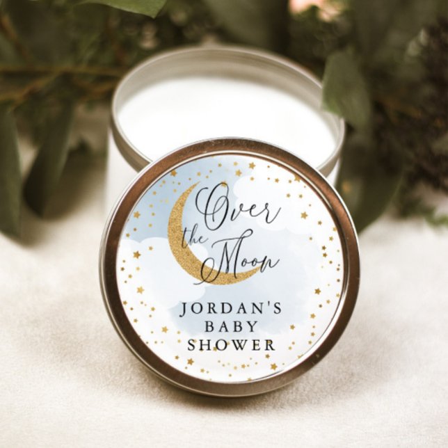 Sticker Rond Au-dessus de la lune, Parties scintillant or Baby  (Créateur téléchargé)