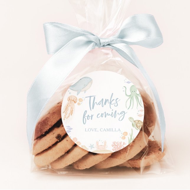 Sticker Rond Au-Dessus De La Mer 1Er Anniversaire Animaux Océan (Créateur téléchargé)