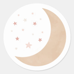 Sticker Rond Au-dessus du Baby shower de la fille rose lune