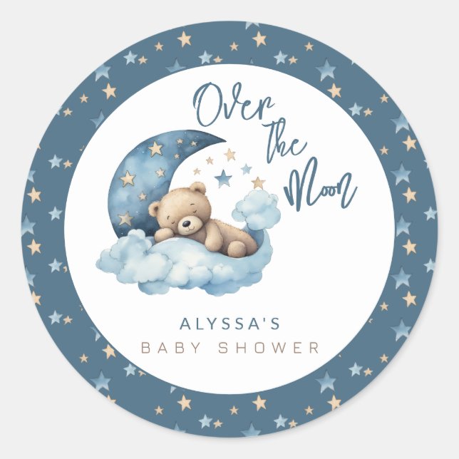Sticker Rond Au-dessus du Baby shower de la Lune (Devant)