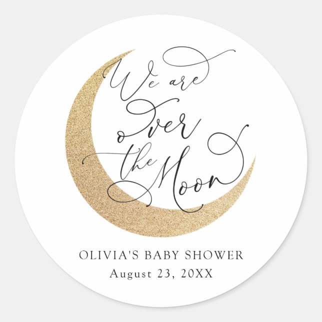 Sticker Rond Au-dessus du Baby shower de la Lune (Devant)