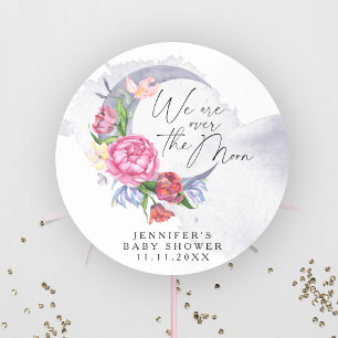 Sticker Rond Au-dessus du baby shower des fleurs de lune