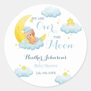 Sticker Rond Au-Dessus Du Baby shower Du Garçon Lune Bear