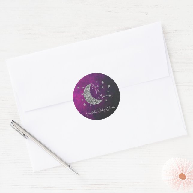 Sticker Rond Au-Dessus Du Baby shower Lune (Enveloppe)