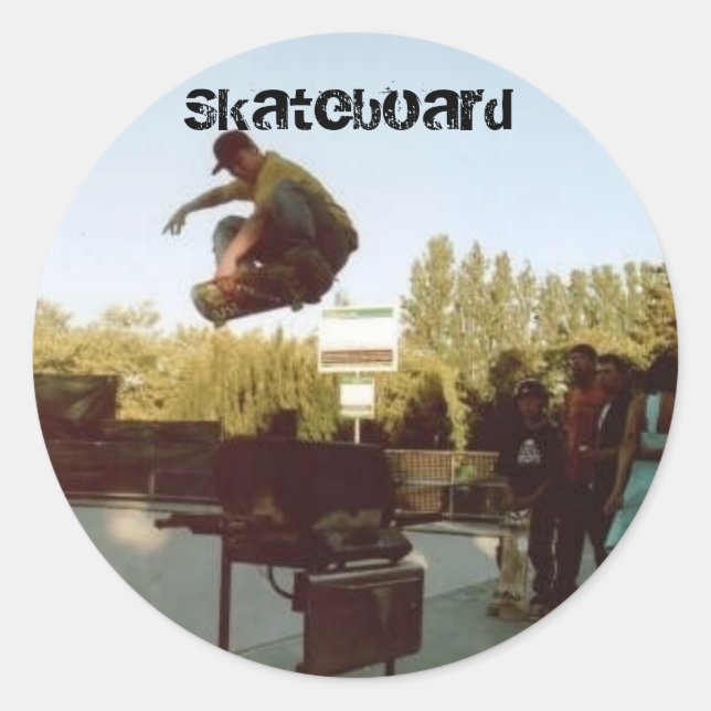 Sticker Rond au-dessus du barbecue, skateboard (Devant)