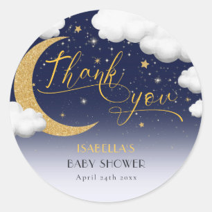 Sticker Rond Au-dessus du Merci du Baby shower de la Lune