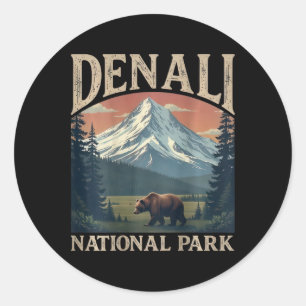 Sticker Rond (au dos) denali point culminant de l'Alaska Nat