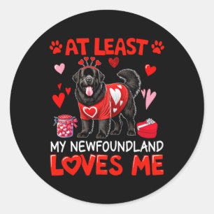 Sticker Rond Au moins Mon Terre-Neuve m'aime Le péché de Valent