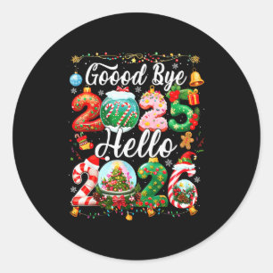 Sticker Rond Au revoir 2025 Bonjour 2026 Bonne Année Noël P
