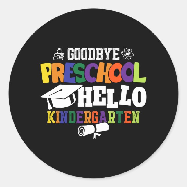 Sticker Rond Au revoir préscolaire Bonjour maternelle PréK (Devant)