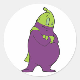 Sticker Rond aubergine de super-héros ridicule personnage de de