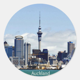 Sticker Rond Auckland Skyline