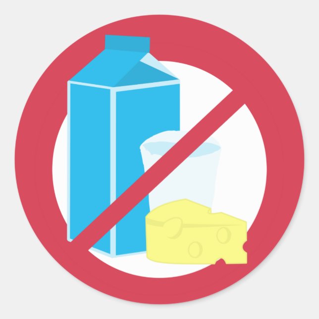 Sticker Rond Aucun avertissement libre d'allergie de laiterie (Devant)