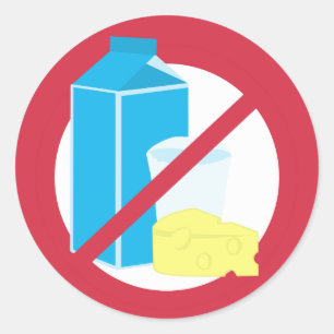 Sticker Rond Aucun avertissement libre d'allergie de laiterie