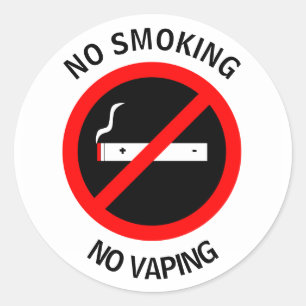 STICKER ROND AUCUN FUMEUR AUCUN SIGNE DE VAPEUR