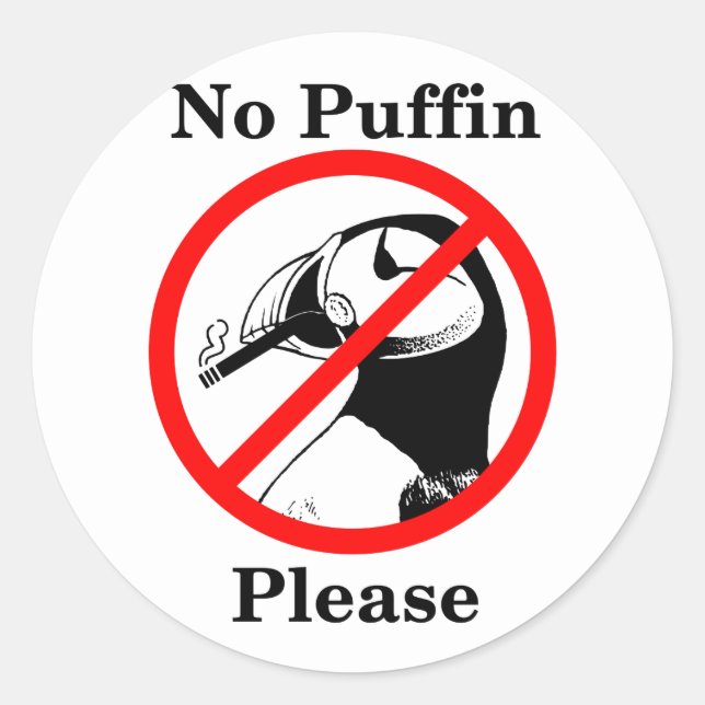 Sticker Rond Aucun Puffin S'Il Vous Plaît (Devant)