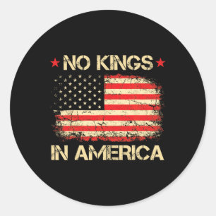 Sticker Rond Aucun Rois En Amérique Chemise Usa Drapeau Démocra