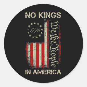 Sticker Rond Aucun Rois En Amérique Depuis 1776 Drapeau América